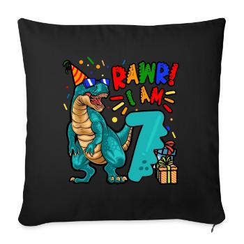7th Birthday Dinosaur RAWR 7 Young Dino - Sofa pillowcase 17,3'' x 17,3'' (45 x 45 cm) - black - Front