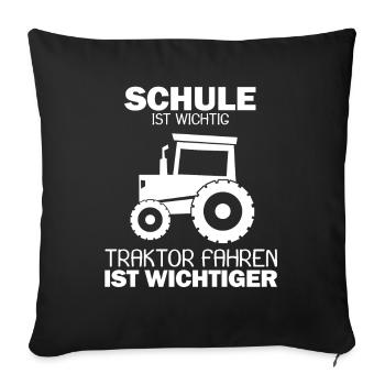 Traktor Spruch Geschenk - Sofakissenbezug 45 x 45 cm - Schwarz - Vorne