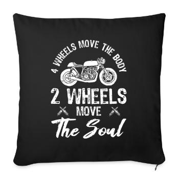 Femmes Moto Motard Fille MotoCycliste - Housse de coussin décorative 45 x 45 cm - noir - Devant