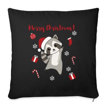 Raccoon Christmas Snow Winter Raccoons - Sofa pillowcase 17,3'' x 17,3'' (45 x 45 cm) - black - Front