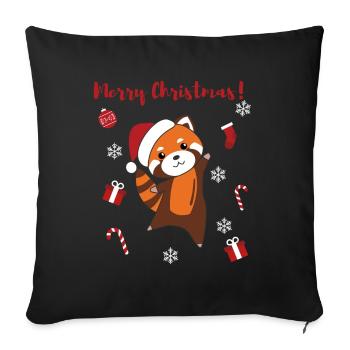 Red Panda Christmas Snow Winter Animals Pandas - Sofa pillowcase 17,3'' x 17,3'' (45 x 45 cm) - black - Front