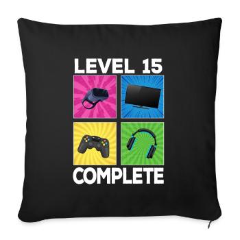 Niveau 15 complet 2007 Jeu 15e anniversaire - Housse de coussin décorative 45 x 45 cm - noir - Devant
