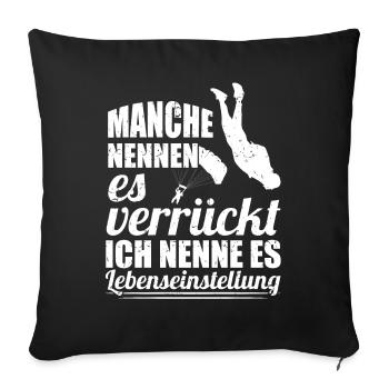 Fallschirm Sport Flugzeug Sprung Fallschirmspringe - Sofakissenbezug 45 x 45 cm - Schwarz - Vorne