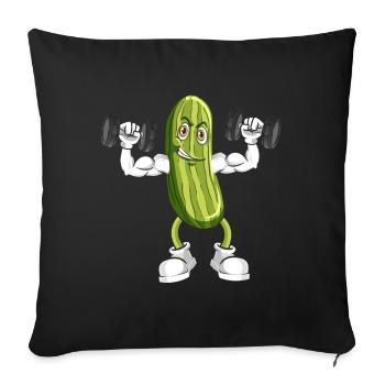 Vegan Fitness Vegan Bodybuilding Concombre - Housse de coussin décorative 45 x 45 cm - noir - Devant