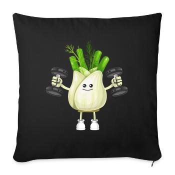Vegan Vegan Bodybuilding Fenouil - Housse de coussin décorative 45 x 45 cm - noir - Devant
