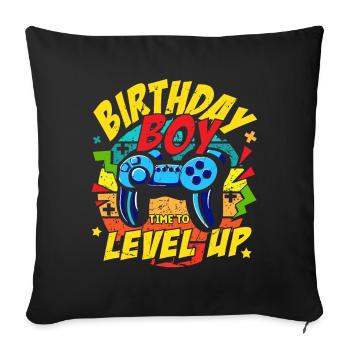Geburtstag Junge Zeit zum Aufleveln Level Up gamer - Sofakissenbezug 45 x 45 cm - Schwarz - Vorne