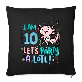 10ème anniversaire Axolotl Je Suis 10 Fête A Lotl - Housse de coussin décorative 45 x 45 cm - noir - Devant