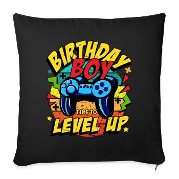 Geburtstag Junge Zeit zum Aufleveln Level Up gamer - Sofakissenbezug 45 x 45 cm - Schwarz - Vorne