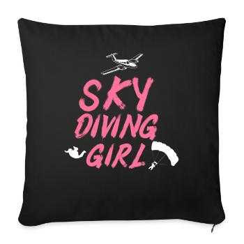 Parachutiste de saut sportif en parachute - Housse de coussin décorative 45 x 45 cm - noir - Devant