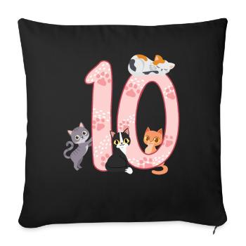 10th Birthday Girl Cat - Sofa pillowcase 17,3'' x 17,3'' (45 x 45 cm) - black - Front