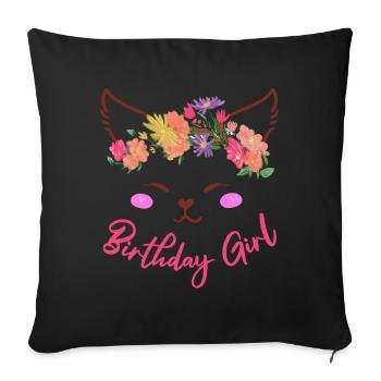Birthday Girl Cats Outfit birthday girl - Sofa pillowcase 17,3'' x 17,3'' (45 x 45 cm) - black - Front