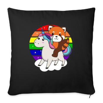 Red Panda Unicorn Rainbow Pandas Unicorns - Sofa pillowcase 17,3'' x 17,3'' (45 x 45 cm) - black - Front