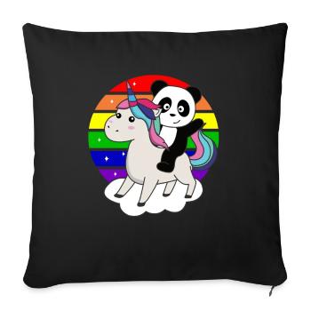 Panda Unicorn Rainbow Animals Pandas Unicorns - Sofa pillowcase 17,3'' x 17,3'' (45 x 45 cm) - black - Front
