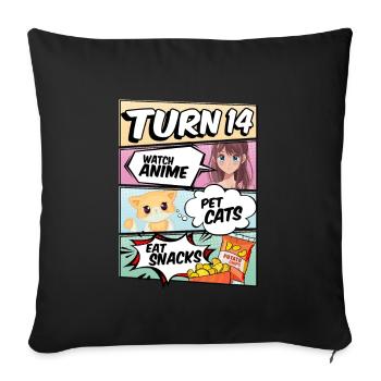 14th Birthday Anime Girl - Sofa pillowcase 17,3'' x 17,3'' (45 x 45 cm) - black - Front