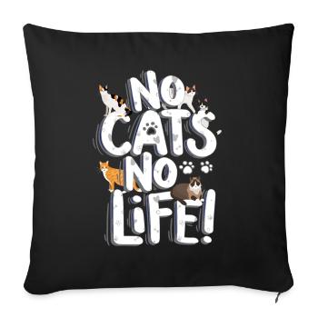 No cats no life cats Valentine's Day - Sofa pillowcase 17,3'' x 17,3'' (45 x 45 cm) - black - Front