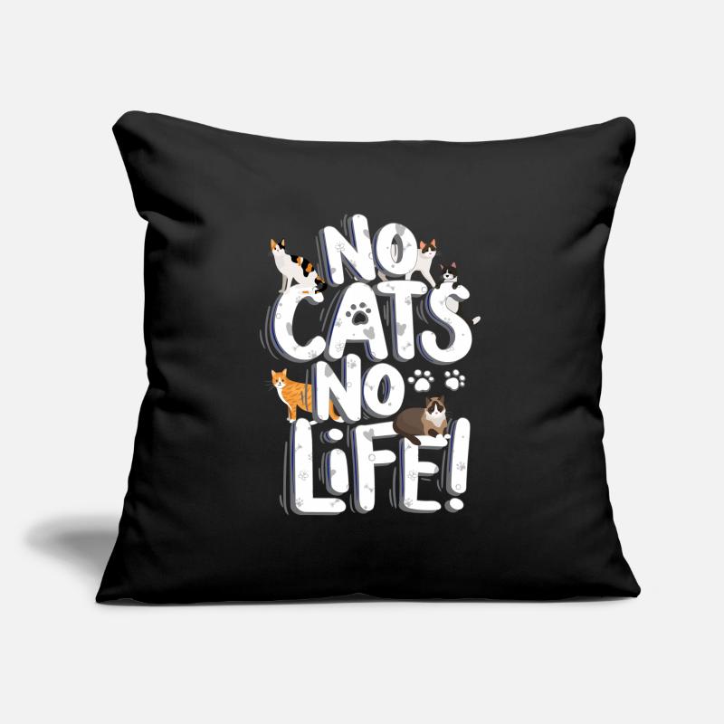 Pas de chats pas de vie chats Saint-Valentin Housse de coussin décorative 45 x 45 cm