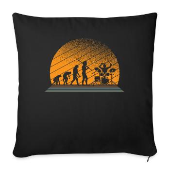 Drummer Schlagzeug Evolution Vollmond Bühne - Sofakissenbezug 45 x 45 cm - Schwarz - Vorne