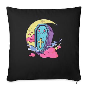Kawaii Pastel Couleurs Gothique mignon goth Cercueil - Housse de coussin décorative 45 x 45 cm - noir - Devant