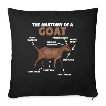 Explication de l’anatomie d’une chèvre mignonne - Housse de coussin décorative 45 x 45 cm - noir - Devant