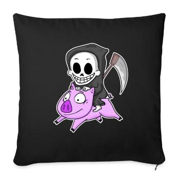 Grim Reaper and Pig - Sofa pillowcase 17,3'' x 17,3'' (45 x 45 cm) - black - Front