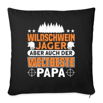 Jäger Jagd Jagen Geschenk - Sofakissenbezug 45 x 45 cm - Schwarz - Vorne