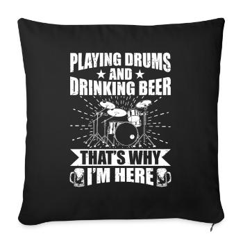 Cadeau de batteur de musicien de batterie cool - Housse de coussin décorative 45 x 45 cm - noir - Devant