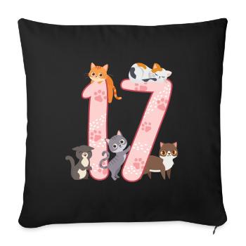 17th Birthday Girl Cats Outfit 17 years old - Sofa pillowcase 17,3'' x 17,3'' (45 x 45 cm) - black - Front