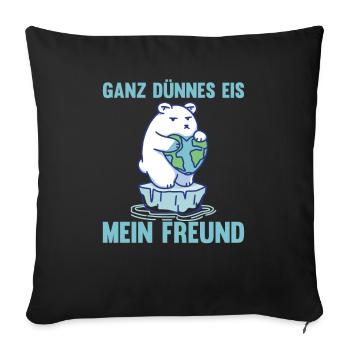 Polar bear thin ice my friend funny - Sofa pillowcase 17,3'' x 17,3'' (45 x 45 cm) - black - Front