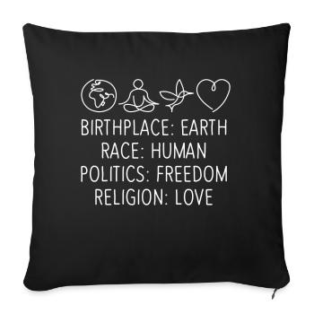 Lieu de naissance Terre Race Homme Liberté - Housse de coussin décorative 45 x 45 cm - noir - Devant