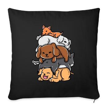 Sleeping Dogs Stack Anime Kawaii Puppy - Sofa pillowcase 17,3'' x 17,3'' (45 x 45 cm) - black - Front