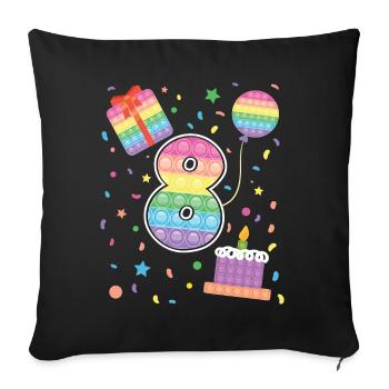 Pop It 8th Birthday Girl Boys Fidget - Sofa pillowcase 17,3'' x 17,3'' (45 x 45 cm) - black - Front