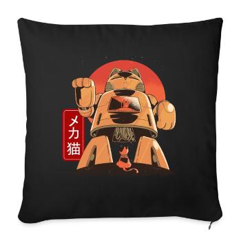 Cat Mech Robot Anime Japanese Mechanical - Sofa pillowcase 17,3'' x 17,3'' (45 x 45 cm) - black - Front