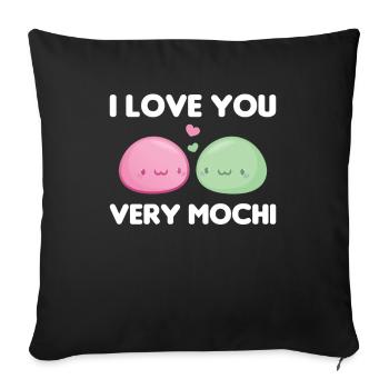 I love you very mochi - Kawaii mochi eis - Sofa pillowcase 17,3'' x 17,3'' (45 x 45 cm) - black - Front