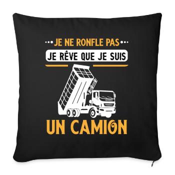 Routier humour métier idée cadeau poids lourd - Housse de coussin décorative 45 x 45 cm - noir - Devant