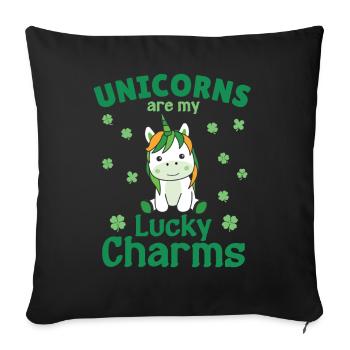 Les licornes sont mes porte-bonheur de la Saint-Patrick - Housse de coussin décorative 45 x 45 cm - noir - Devant