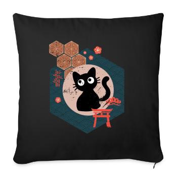 Cat Owner Gift Japanese Cat - Sofa pillowcase 17,3'' x 17,3'' (45 x 45 cm) - black - Front