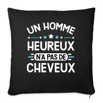 Chauve idée cadeau humour cheveux calvitie - Housse de coussin décorative 45 x 45 cm - noir - Devant