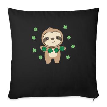 Sloth with shamrocks cute animals for luck - Sofa pillowcase 17,3'' x 17,3'' (45 x 45 cm) - black - Front