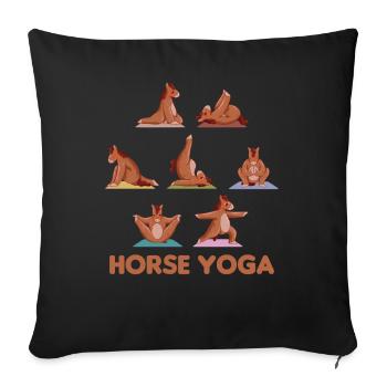 Horse Yoga doux chevaux faire du sport Horse Yoga - Housse de coussin décorative 45 x 45 cm - noir - Devant