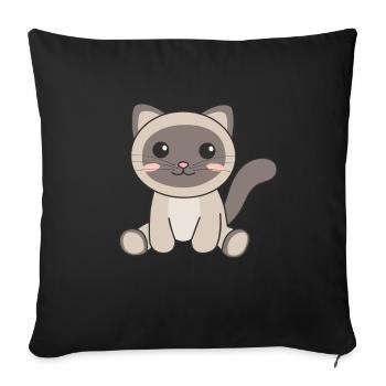 Chat siamois kawaii chats animaux mignons pour les enfants - Housse de coussin décorative 45 x 45 cm - noir - Devant