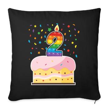 Pop It 2nd Birthday Cake Girls Boys Fidget - Sofa pillowcase 17,3'' x 17,3'' (45 x 45 cm) - black - Front