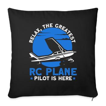 Maquette d’avion Modèle Cadeau d’avion miniature - Housse de coussin décorative 45 x 45 cm - noir - Devant