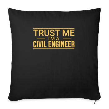 | de confiance de l’ingénieur civil Génie civil » - Housse de coussin décorative 45 x 45 cm - noir - Devant