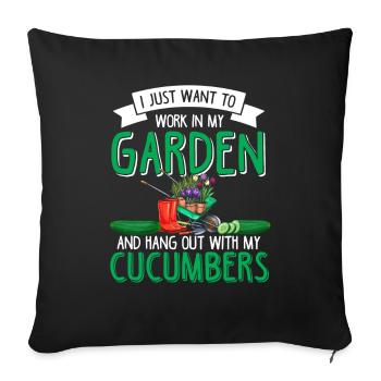 Garden Gardening Vegetables Vegan Cucumber Cucumber - Sofa pillowcase 17,3'' x 17,3'' (45 x 45 cm) - black - Front