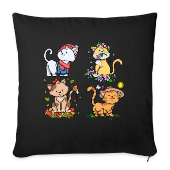 Chaque saison est une saison de chat Saisons Chats - Housse de coussin décorative 45 x 45 cm - noir - Devant