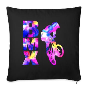 bmx bike rider freestyle design - Housse de coussin décorative 45 x 45 cm - noir - Devant