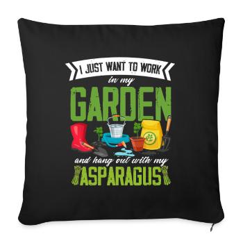 Garden Gardening Vegetables Vegan Asparagus - Sofa pillowcase 17,3'' x 17,3'' (45 x 45 cm) - black - Front