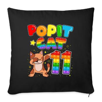 Pop it Cat Happy 11th Birthday of the Cat - Sofa pillowcase 17,3'' x 17,3'' (45 x 45 cm) - black - Front