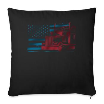 Chauffeur de camionneur de pavillon américain 18 tonnes - Housse de coussin décorative 45 x 45 cm - noir - Devant