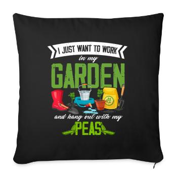 Garden gardening Vegetables Vegan Peas Peas - Sofa pillowcase 17,3'' x 17,3'' (45 x 45 cm) - black - Front
